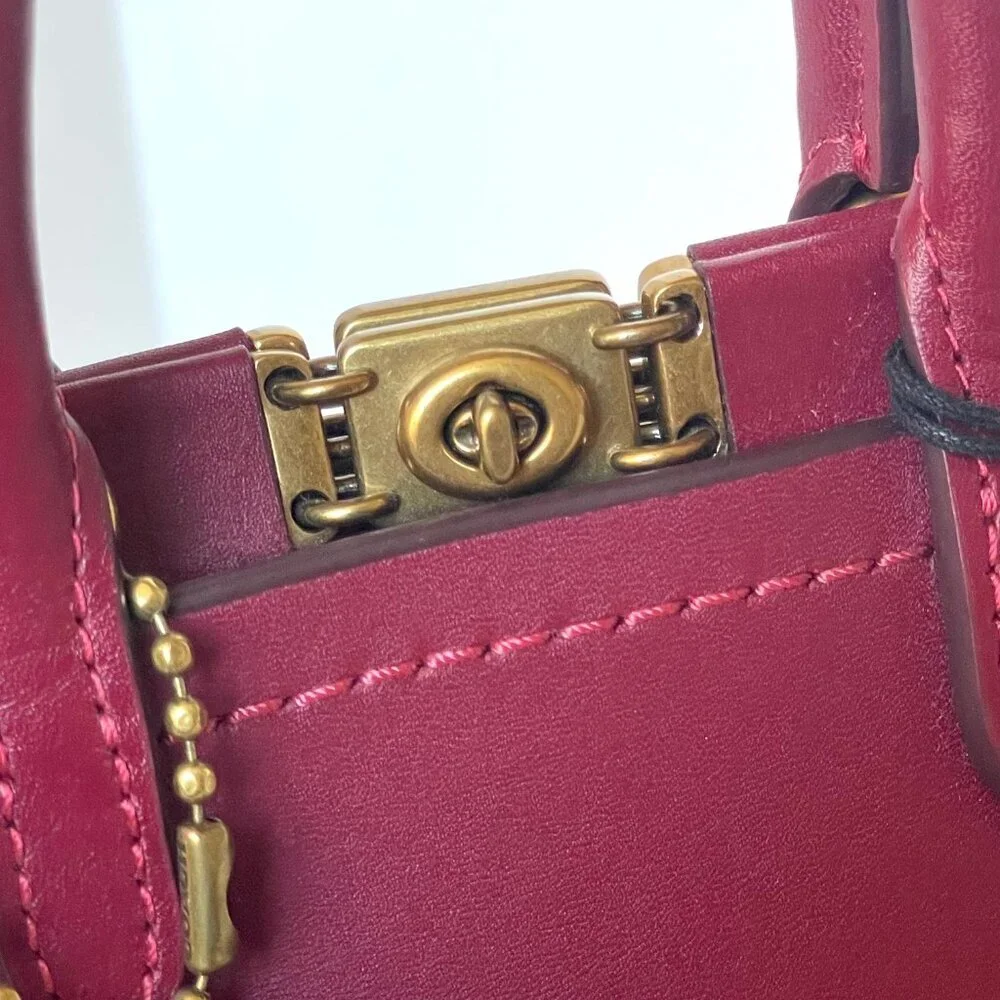 Coach 1941 Troupe Tote 16 Deep Red Leather Mini Crossbody Bag 79401